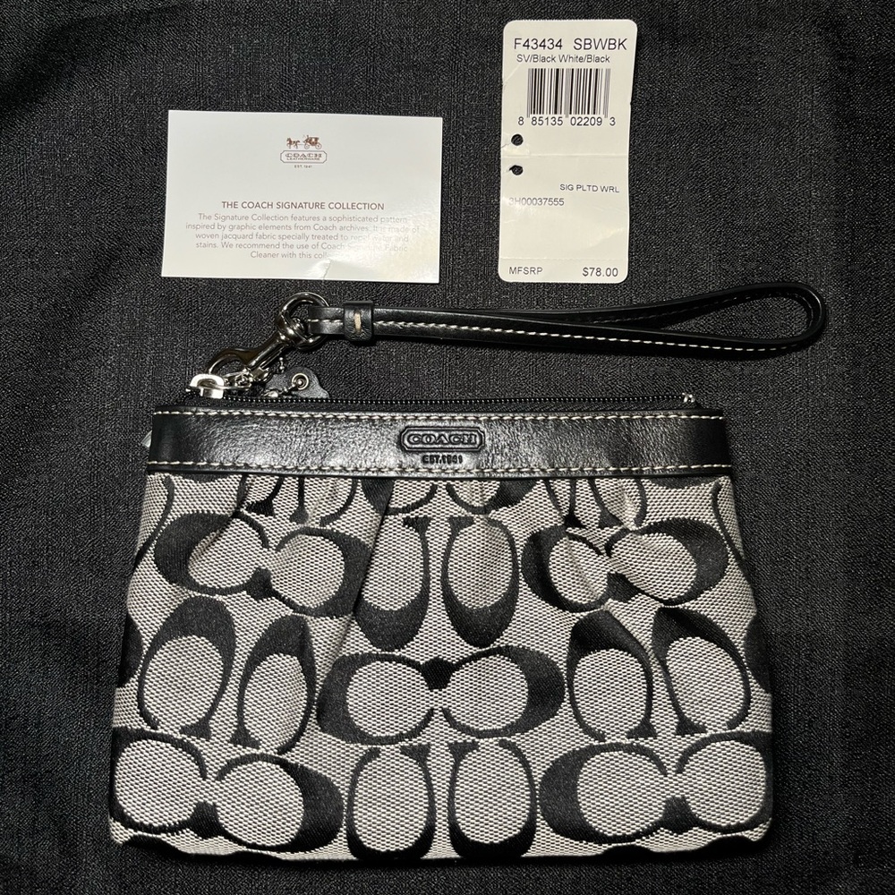 Coach signature pleated wristlet